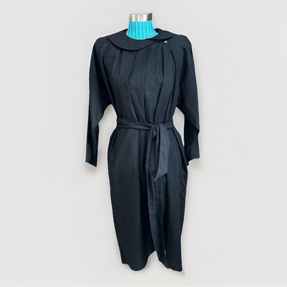 1980's L.A. Passion Lightweight Black Coat, Retro Mid-Century Style, 100% Cotton